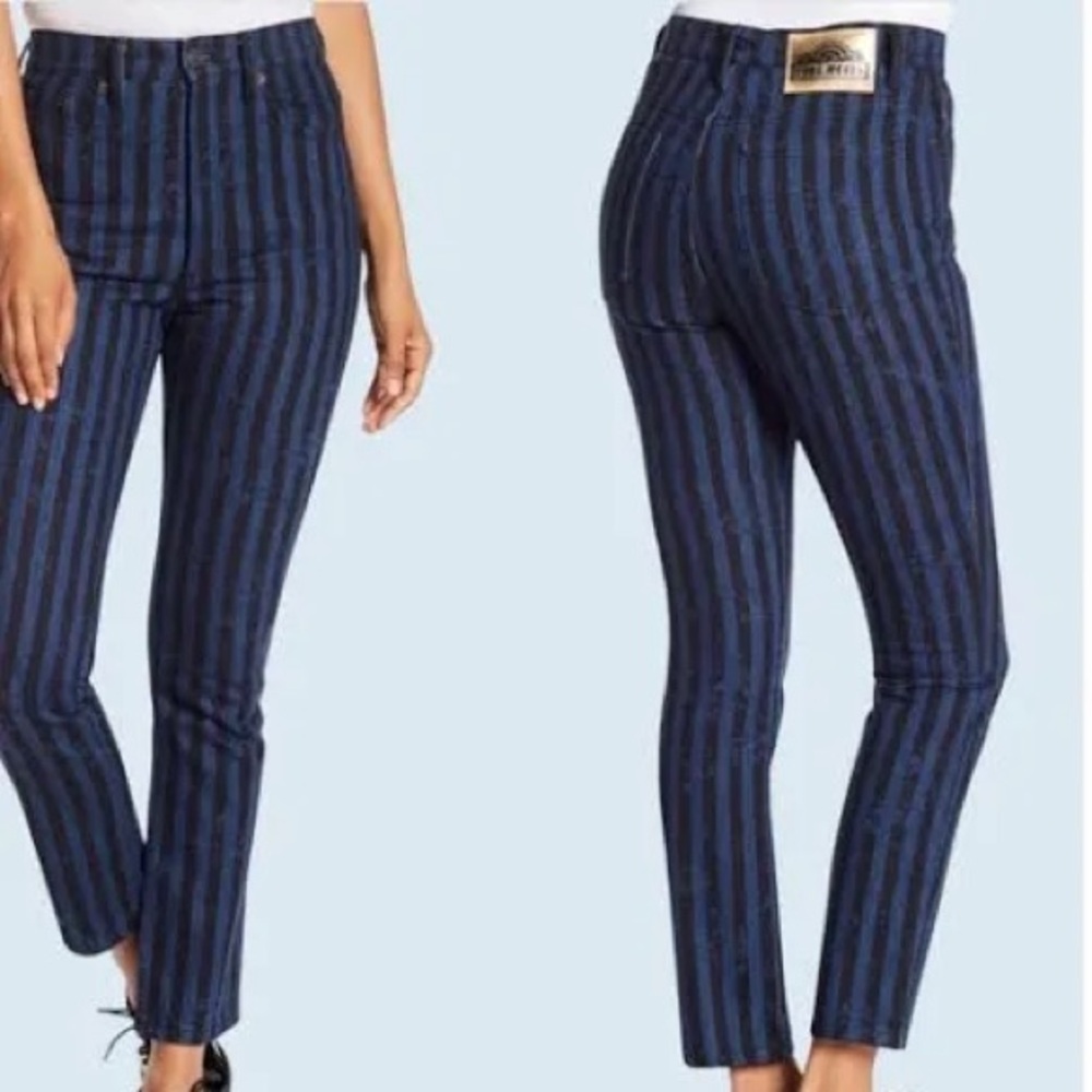 Marc Jacobs Blue Striped High Waisted Jeans ~ Size 26”